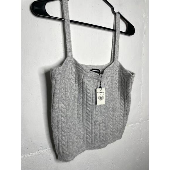 NEW Express Knit Sweater Cropped Tank Top Gray Womens Size Medium - Picture 2 of 6
